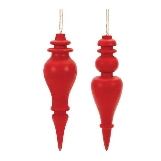 6" Red Wood Finial Drop Ornament Set By Melrose | Michaels®